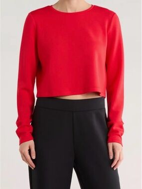 SPANX Red Cropped Long-Sleeve Sweatshirt